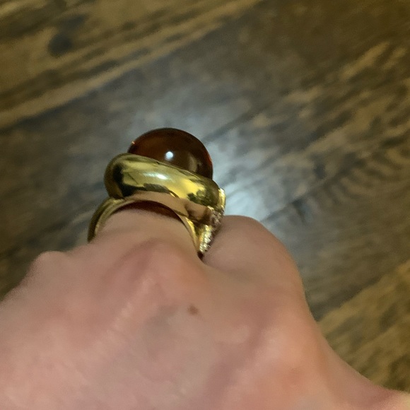 ✨14k Diamond & Cabochon Citrine Ring HEAVY - Picture 7 of 12